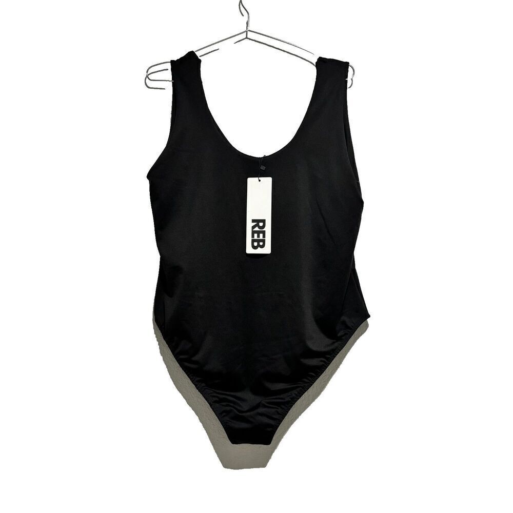 NWT Rebdolls Womens Essential Tank Swimsuit Black 3X Self‎ Bra Body Swimsuits